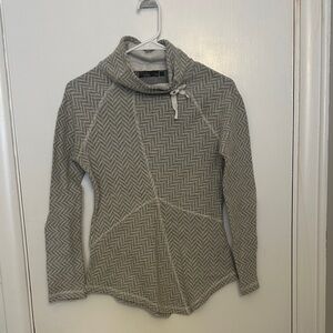 Prana Gray Herringbone Women's Turtleneck Sweater